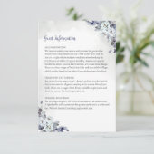 Geometric Blue Florals Guest Info Card Begleitkarte (Stehend Vorderseite)