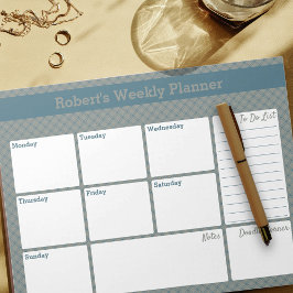 Geometric Blue & Gray Custom Weekly Planer Notizblock