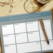 Geometric Blue & Gray Custom Weekly Planer Notizblock