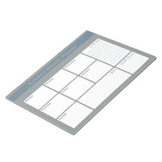 Geometric Blue & Gray Custom Weekly Planer Notizblock (angewinkelt)