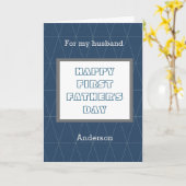 Geometric Blue Happy 1. Vatertag Ehemann Karte (Gelbe Blume)
