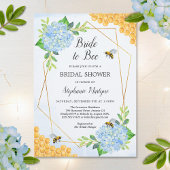 Geometric Blue Hydrangea Honey Bee Brautparty Einladung