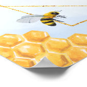 Geometric Blue Hydrangea Honey Bee Brautparty Poster (Ecke)