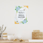 Geometric Blue Hydrangea Honey Bee Brautparty Poster (Küche)