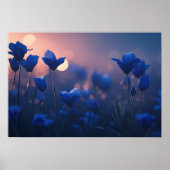 Geometric Blue Mountains bei Sunset Poster (Vorne)