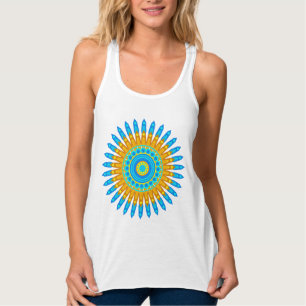 Geometric Blue Orange Mandala Design-68567 Tank Top