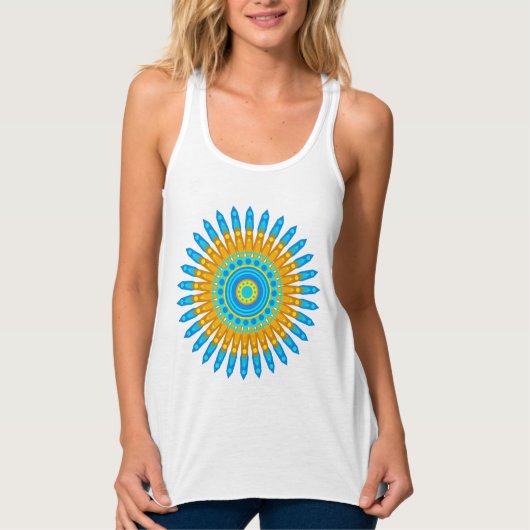 Geometric Blue Orange Mandala Design-68567 Tank Top (Vorderseite)