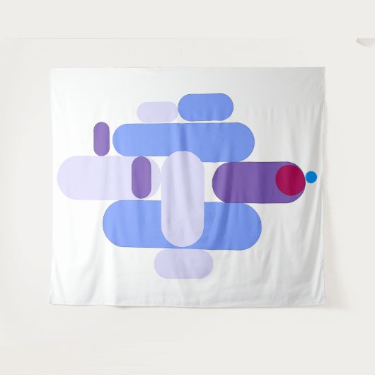 GeoMetric Blue Pattern Tapestry Wandteppich (Vorderseite (Horizontal))