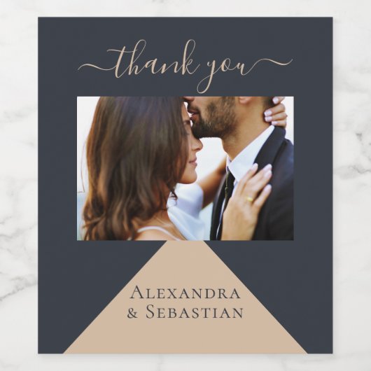 Geometric Blue Personalisiert Custom Wedding Weinetikett (Einzelnes Label)