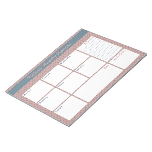 Geometric Blue & Pink Custom Weekly Planer Notizblock (angewinkelt)