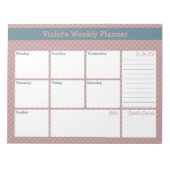 Geometric Blue & Pink Custom Weekly Planer Notizblock (Vorderseite)