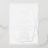 Geometric Blue & Silver Wedding Folieneinladung (Vorderseite)