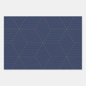 Geometric Blue Star mit Gold Geschenkpapier Set (Vorderseite)