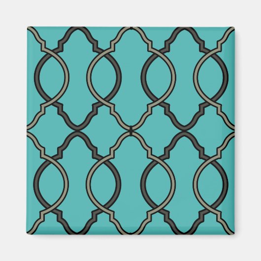 Geometric Blue Trellis marokkanisch Magnet (Vorne)