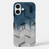 Geometric Blue & White Chevron Hexagon Phone Case (Rückseite)