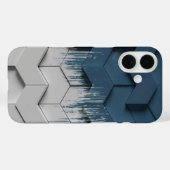 Geometric Blue & White Chevron Hexagon Phone Case (Rückseite (Horizontal))