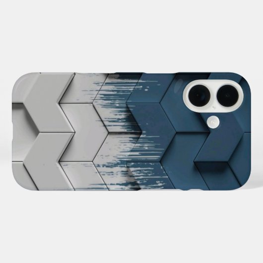 Geometric Blue & White Chevron Hexagon Phone Case (Rückseite (Horizontal))