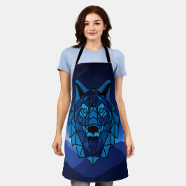 Geometric Blue Wolf Schürze