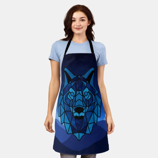 Geometric Blue Wolf Schürze (Getragen)
