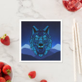 Geometric Blue Wolf Serviette (Beispiel)