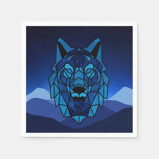 Geometric Blue Wolf Serviette (Vorderseite)