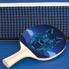 Geometric Blue Wolf Tischtennis Schläger
