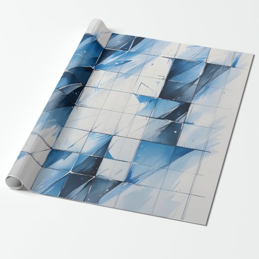 Geometric Blue Wrapping Paper Geschenkpapier (Ungerollt)