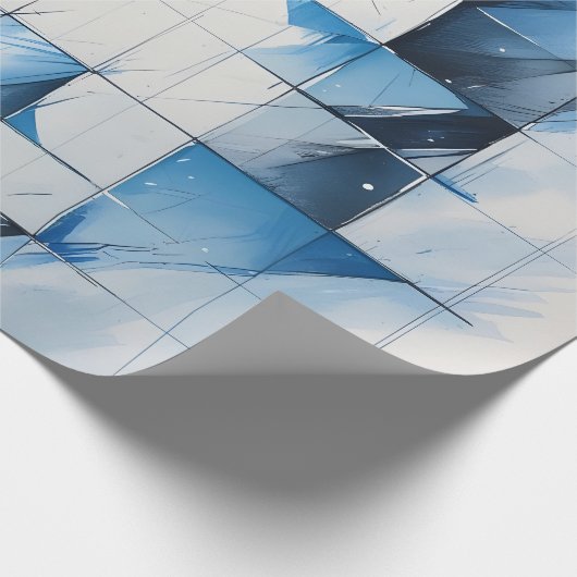 Geometric Blue Wrapping Paper Geschenkpapier (Ecke)