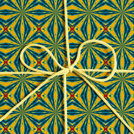 Geometric Blue & Yellow Star Vintag Tribal Ethnic Geschenkpapier