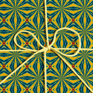 Geometric Blue & Yellow Star Vintag Tribal Ethnic Geschenkpapier