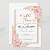 Geometric Boho Pampas Rose Gold Brautparty Einladung (Vorne/Hinten)