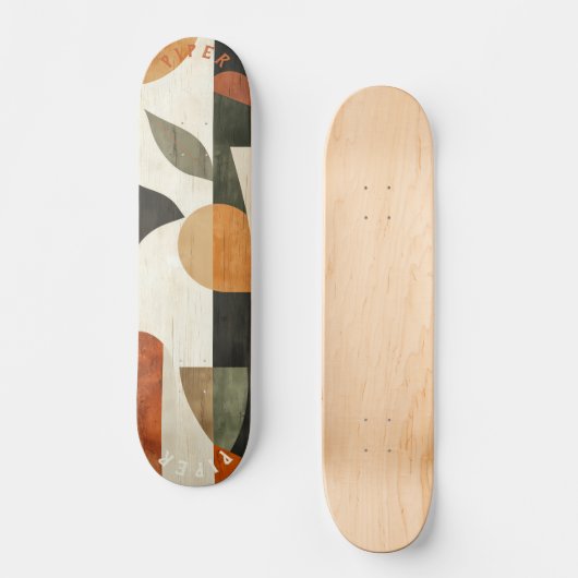 Geometric Boho Skateboard - Minimalistisches Erdle (Vorderseite)