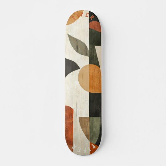 Geometric Boho Skateboard - Minimalistisches Erdle (Vorne)