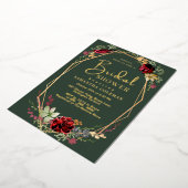 Geometric Boho Wildblume Dark Green Brautparty Folieneinladung (Gedreht)