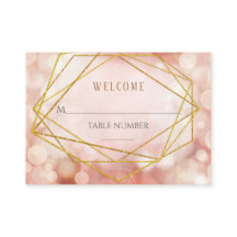 Geometric Bokeh Pink Hochzeitstisch-Platzkarten