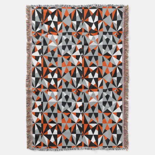 Geometric Bold Retro Funky Orange Gray Schwarz-wei Decke (Vorderseite Vertikal)