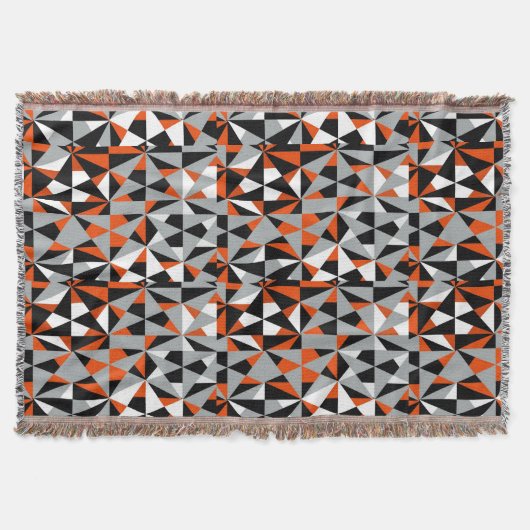 Geometric Bold Retro Funky Orange Gray Schwarz-wei Decke (Vorderseite)