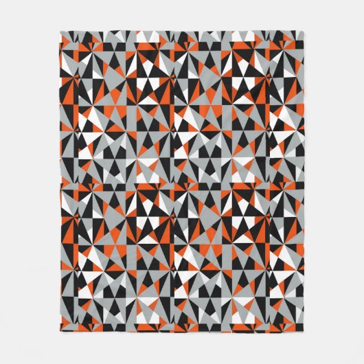 Geometric Bold Retro Funky Orange Gray Schwarz-wei Fleecedecke (Vorderseite)