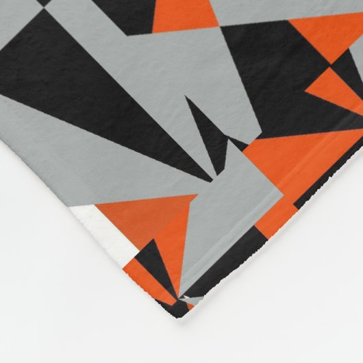 Geometric Bold Retro Funky Orange Gray Schwarz-wei Fleecedecke (Ecke)