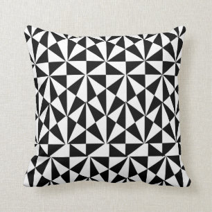 Geometric Bold Retro Funky Schwarz-weiß Kissen