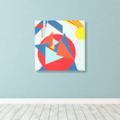 Geometric Bold Yellow Sunburst Canvas Print Leinwanddruck (Insitu (Holzboden))