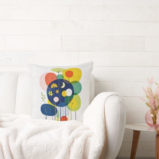 Geometric Botanical Moon Star Abstract Folk Art Kissen (Liege)