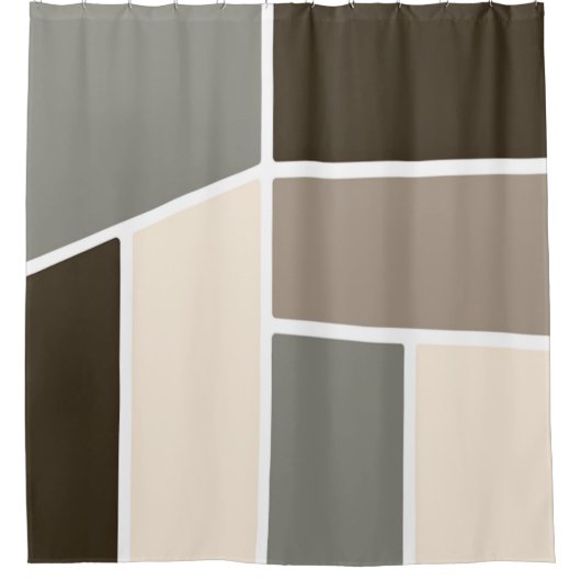 Geometric Brown, Taupe, Gray and Ivory Duschvorhang (Vorderseite)