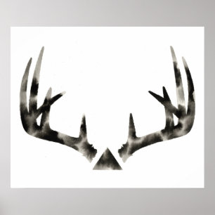 Geometric Buck Antler Wasserfarbe Poster