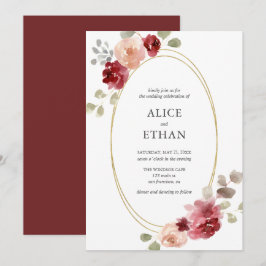 Geometric Burgundy Blume Greenerity Wedding Einladung
