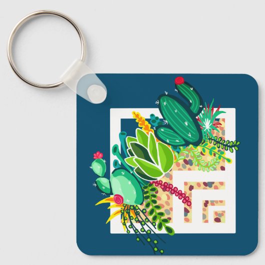 Geometric Cactus succulents Planter Terrarium Schlüsselanhänger (Vorderseite)
