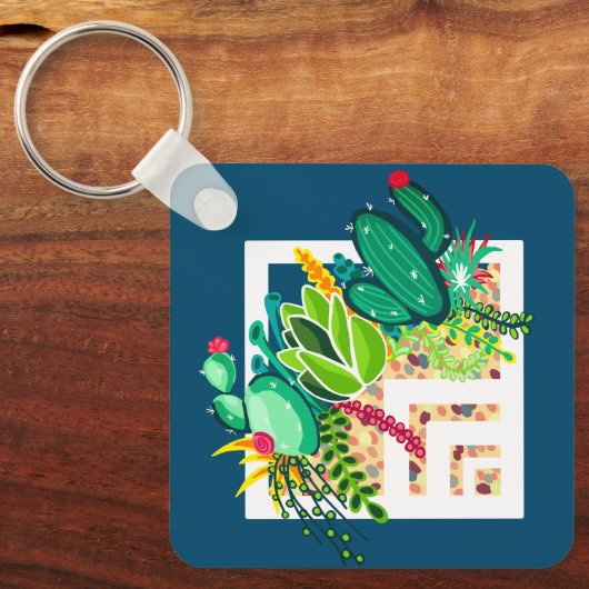 Geometric Cactus succulents Planter Terrarium Schlüsselanhänger (Vorderseite)