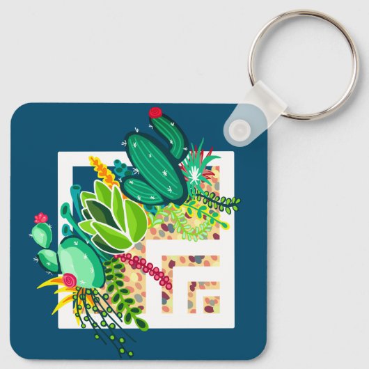 Geometric Cactus succulents Planter Terrarium Schlüsselanhänger (Rückseite)