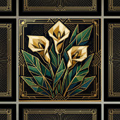Geometric Calla Lily Art Deco Floral Gold Green  Fliese