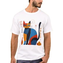 Geometric Cat T-Shirt - Stylish Artistic Design fo